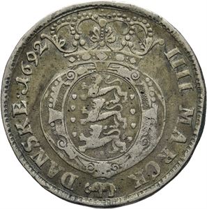 Danmark, Christian V, 4 mark 1692. Glückstadt