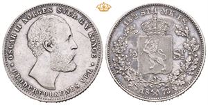 1/2 speciedaler 1873. Ripe på advers/scratch on obverse