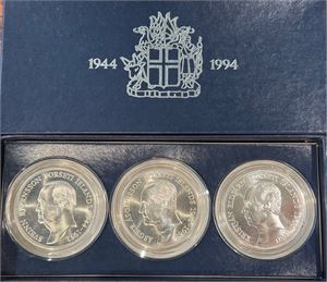Island 1000 kronur 1994 50th anniversary of the republic sett 3 stk.