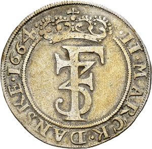 Frederik III 1648-1670. 2 mark 1664. S.42 var.