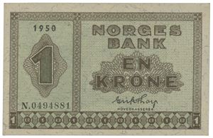 1 krone 1950. N.0494881.