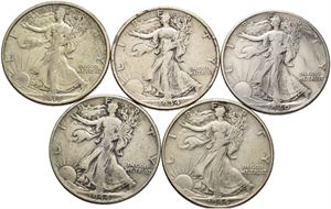 ½ Dollar "Walking Liberty Half Dollar" lot 5 pieces