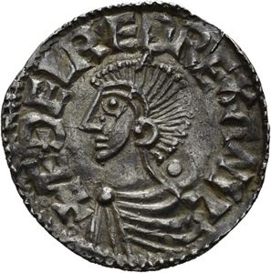 Aethelred II 978-1016, penny lomg cross type, London (1,36 g). Små testmerker/minor test cuts