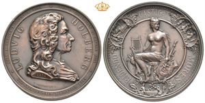 Ludvig Holberg (1684-1754) 200 års jubilæum 1894. Bronse 50 mm