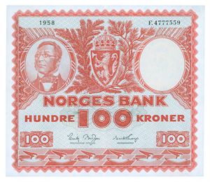 100 kroner 1958. F4777559