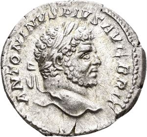 CARACALLA 198-217, denarius Roma 213 e.Kr. R: Hercules stående mot venstre