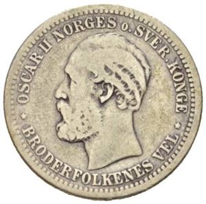 1 krone 1887. Små hakk/minor pecks.