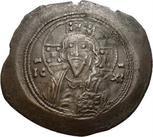 Michael VII Ducas 1071-1078, electrum histamenon nomisma, Constantinople. (3,49 g). Byste av Kristus/Byste av Michael