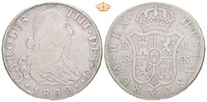 Carl IV, 8 reales 1802. S CN. Sevilla