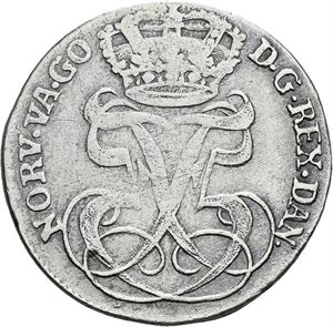 FREDERIK V 1746-1766. KONGSBERG. 24 skilling 1757. S.7