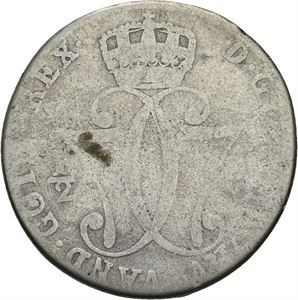 CHRISTIAN VII 1766-1808. KONGSBERG. 1/2 speciedaler 1779. RRR. S.2