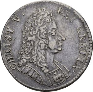 CHRISTIAN V 1670-1699. KONGSBERG. 4 mark 1699. S.5