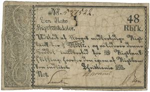 48 riksbankskilling 1814. No.537522. Rifter/hull.