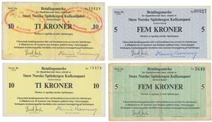 Lott 4 stk. 10 kroner 1973, 1976, 5 kroner 1973 og 1978.