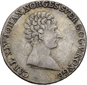 CARL XIV JOHAN 1818-1844, KONGSBERG. 1/2 speciedaler 1821