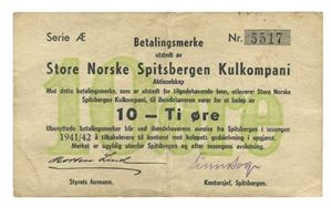 10 øre 1941/42. Serie Æ. Nr.5517. Noe skitten/some dirt. Uten stempel