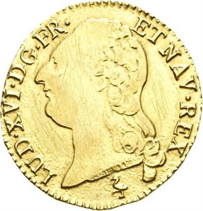 Ludvig XVI, Louis d`or 1786 A: Har vært anhengt, riper/has been mounted, scratches