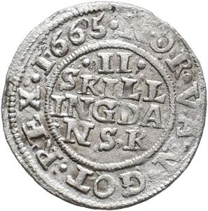 Norge, Frederik III, 2 skilling 1665