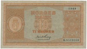 10 kroner 1949 K
