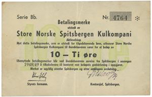 10 øre 1948/49. Serie Bb. Nr. 4764.