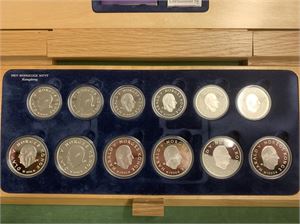 Komplett sølvsett OL 1994 (6 stk. 100 kroner og 6 stk. 50 kroner)