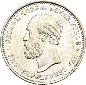 OSCAR II 1872-1905, KONGSBERG, 2 kroner 1892