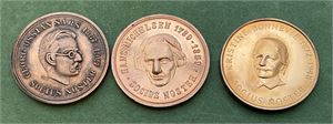 Lot 3 stk. medaljer i bronse; 1988, 1989 og 1990