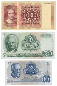 Norway. Lott 3 stk. 100 kroner
