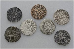 Lot 7 stk. 2 skilling 1652, 1653, 1654, 1655, 1656, 1658 og 1660