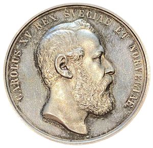 Karl XV`s død 1872. Ahlborn. Sølv. 56 mm