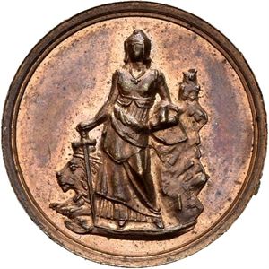 Militaire tidsskrifts prismedalje 1860. Miniatyr. Bronse. 15 mm