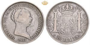 Isabella II, 20 reales 1851. Madrid