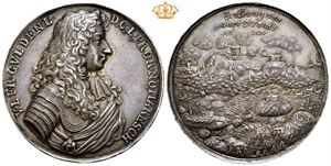 Christian V. Marstrands erobring 1677. Ukjent medaljør. Sølv. 43 mm