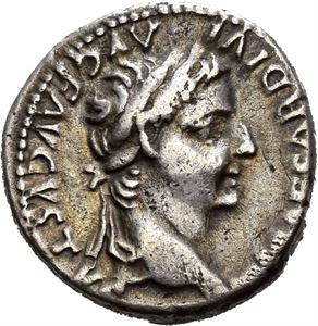Tiberius 14-37, denarius, Lugdunum etter 16 e.Kr. R: Livia sittende mot høyre