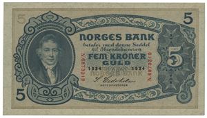 5 kroner 1934. N.6873319.