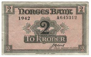 2 kroner 1942. A645312