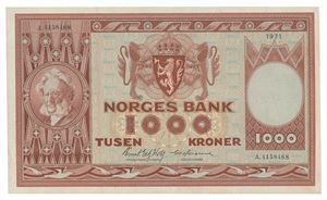 Norway. 1000 kroner 1971. A4158468