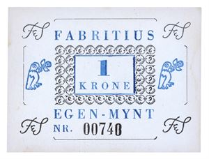 Fabritius Egen-Mynt, 1 krone Nr.00740