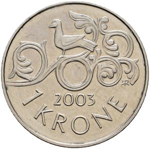 1 krone 2003 uten hull
