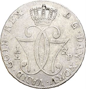 CHRISTIAN VII 1766-1808, KONGSBERG, 1/2 speciedaler 1776. S.6