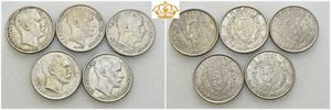 Lot 5 stk. 1 krone 1912, 1913, 1914, 1915 og 1916