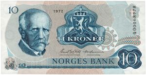 10 kroner 1972. QO0068778. Erstatningsseddel/replacement note