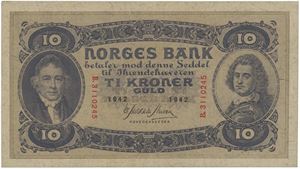 10 kroner 1942. B.3110245.