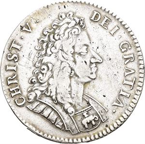 CHRISTIAN V 1670-1699, KONGSBERG 4 mark 1699. Riper på advers/scratches on obverse. S.5