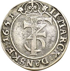 FREDERIK III 1648-1670 2 mark 1651. S.38