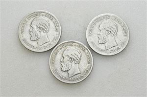 Lot 3 stk. 1 krone 1892, 1893 og 1897