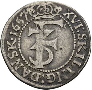 FREDERIK III 1648-1670. 1 mark 1657. S.47