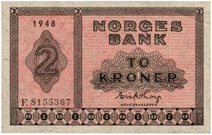 2 kroner 1948. F8155367