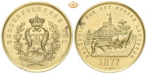 Oscar II. Landbruksutstillingen i Christiania 1877. Berliner Medaillen Münze. Tambak