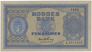 5 kroner 1952. I.3515858.